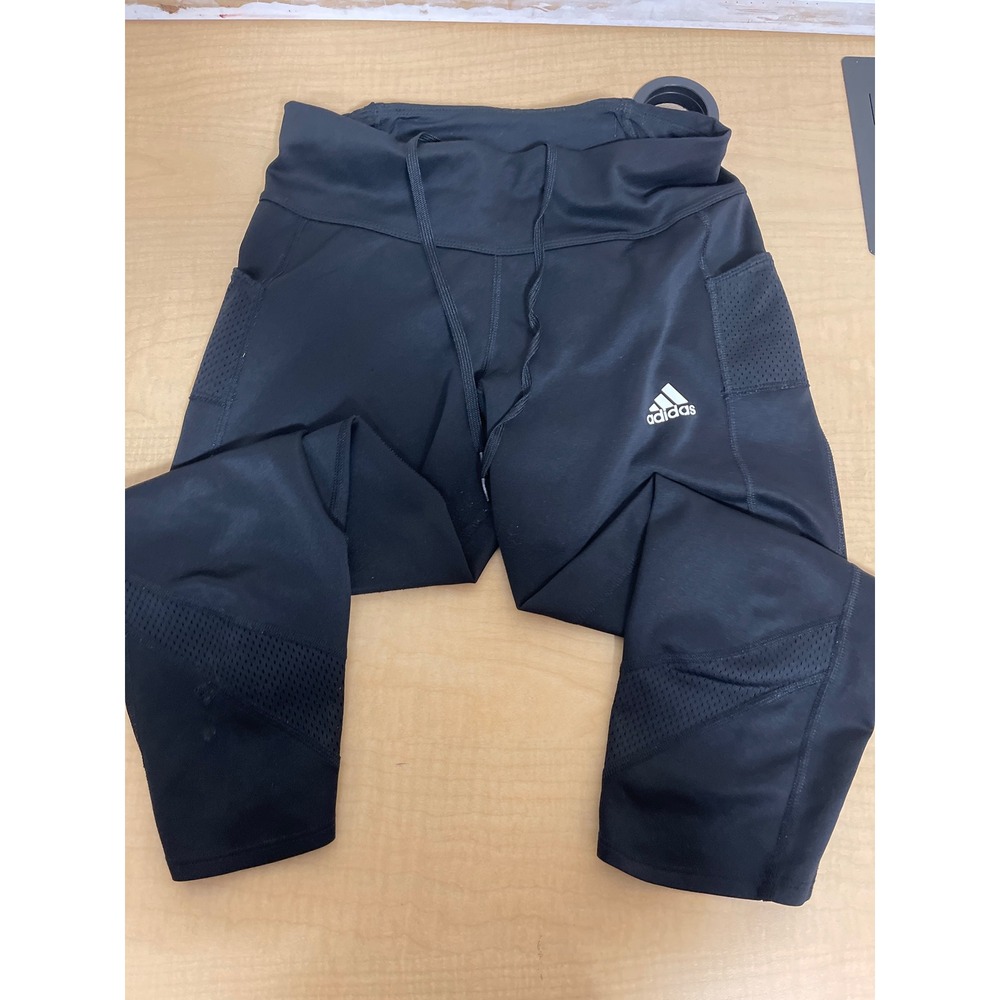 Adidas Aeroready Running Leggings Womens Small Black Mesh Pocket Crop Tights